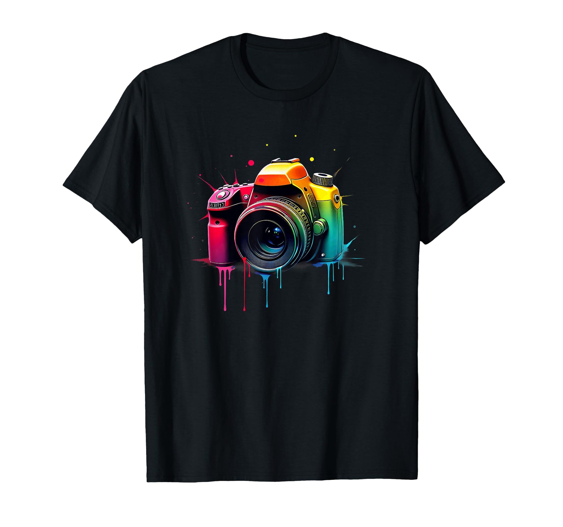 Photography Colorful Camera Dripping T-Shirt - Novelty Apparel for Adults - T-Shirt, Sweatshirt, Hoodie