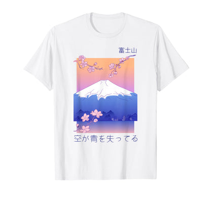 Mount Fuji Cherry Blossom Aesthetic T-Shirt - Aesthetic Graphic Men Women - T-Shirt, Sweatshirt, Hoodie