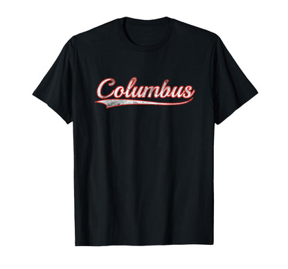 Columbus Varsity Distressed T-Shirt - Fun Novelty Design for Adults - T-Shirt, Sweatshirt, Hoodie