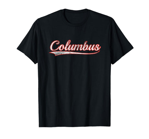 Columbus Varsity Distressed T-Shirt - Fun Novelty Design for Adults - T-Shirt, Sweatshirt, Hoodie