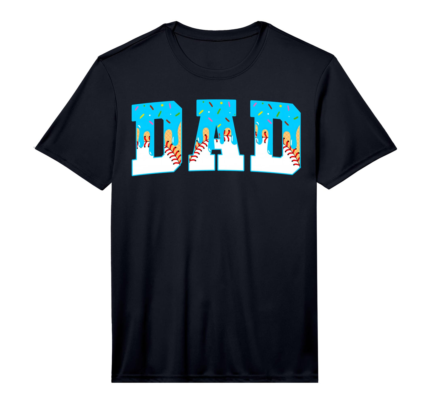 Baseball Dad Ice Cream Drip Happy T-Shirt - Fun Novelty Design Men Women - T-Shirt, Sweatshirt, Hoodie