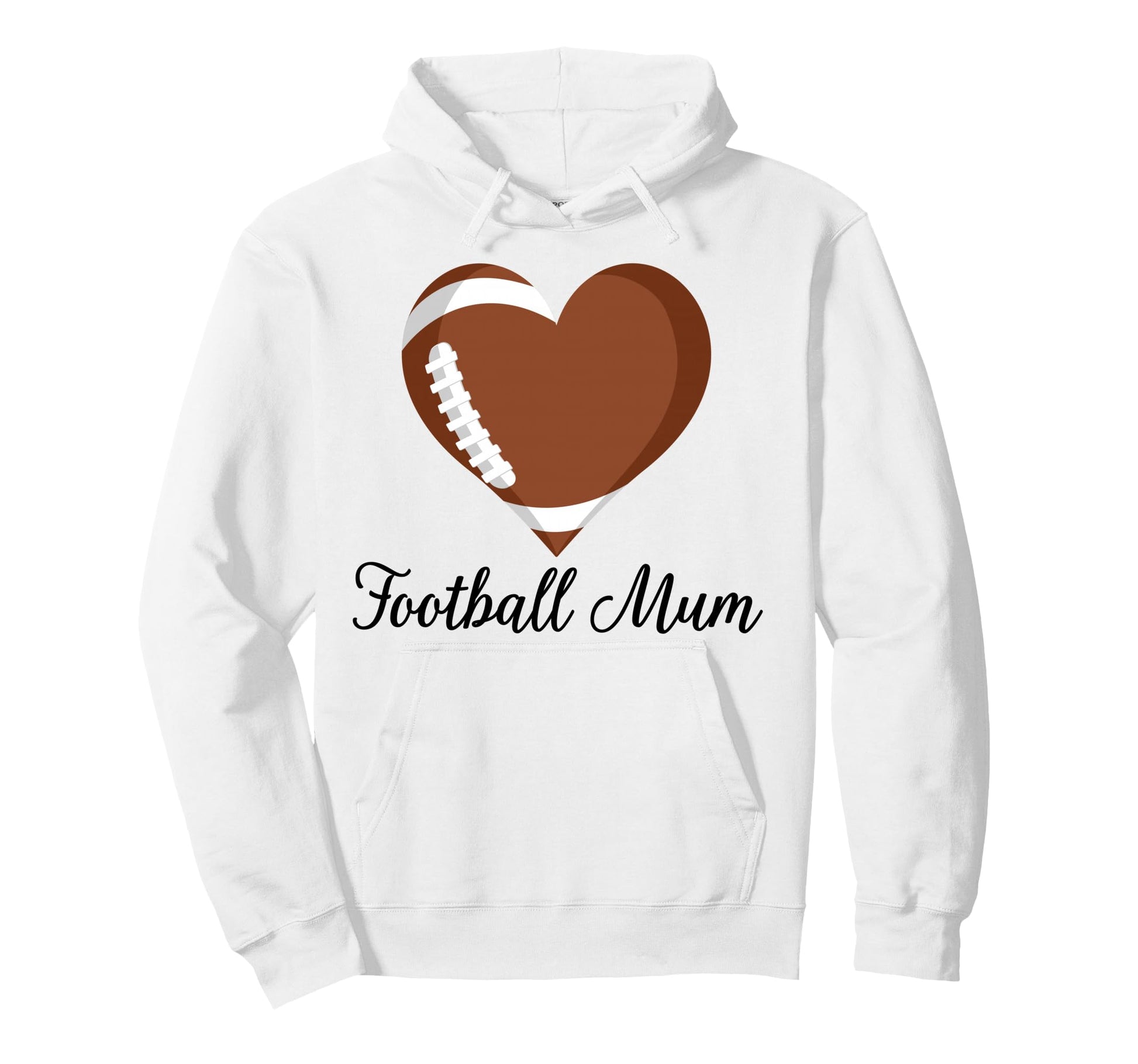 Football Mom Heart Football Funny Hoodie - Graphic Print Men Women - T-Shirt, Sweatshirt, Hoodie