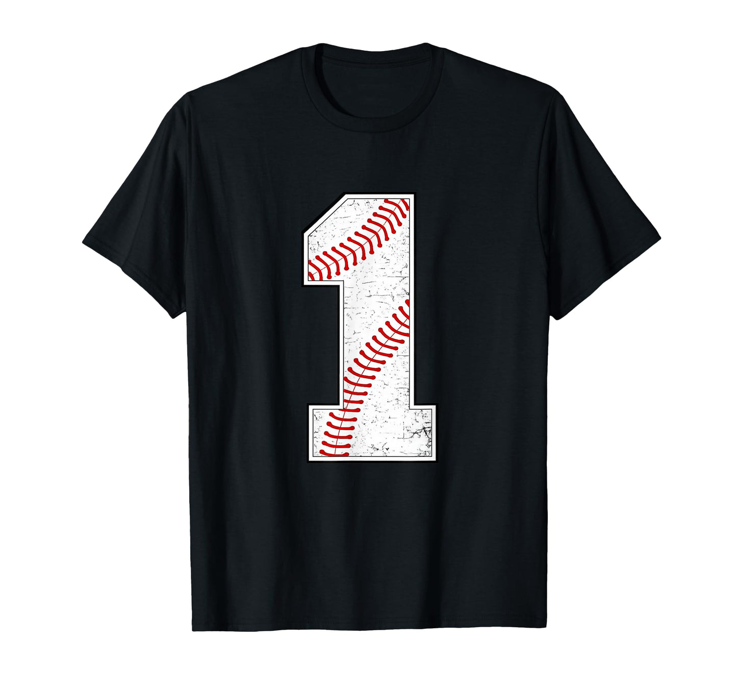 Baseball Jersey Number 1 Distressed T-Shirt - Minimalist Print Men Women - T-Shirt, Sweatshirt, Hoodie