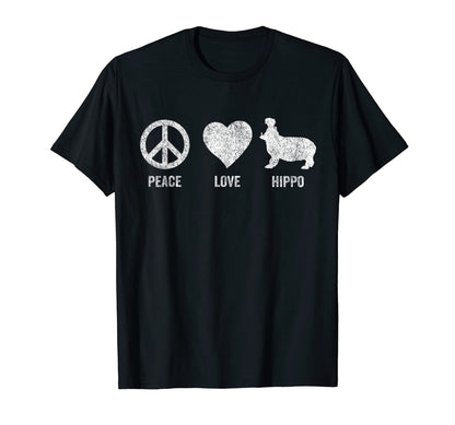 Peace Love Hippo Lover Hippo Funny Hippo T-Shirt - Unique Graphic Unisex - T-Shirt, Sweatshirt, Hoodie