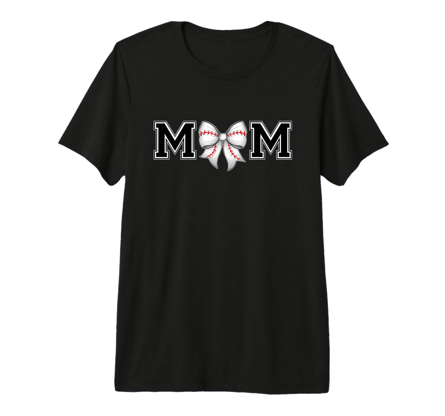 Baseball Lover Mom Bow Tri Blend T-Shirt - Fun Novelty Design for Adults - T-Shirt, Sweatshirt, Hoodie