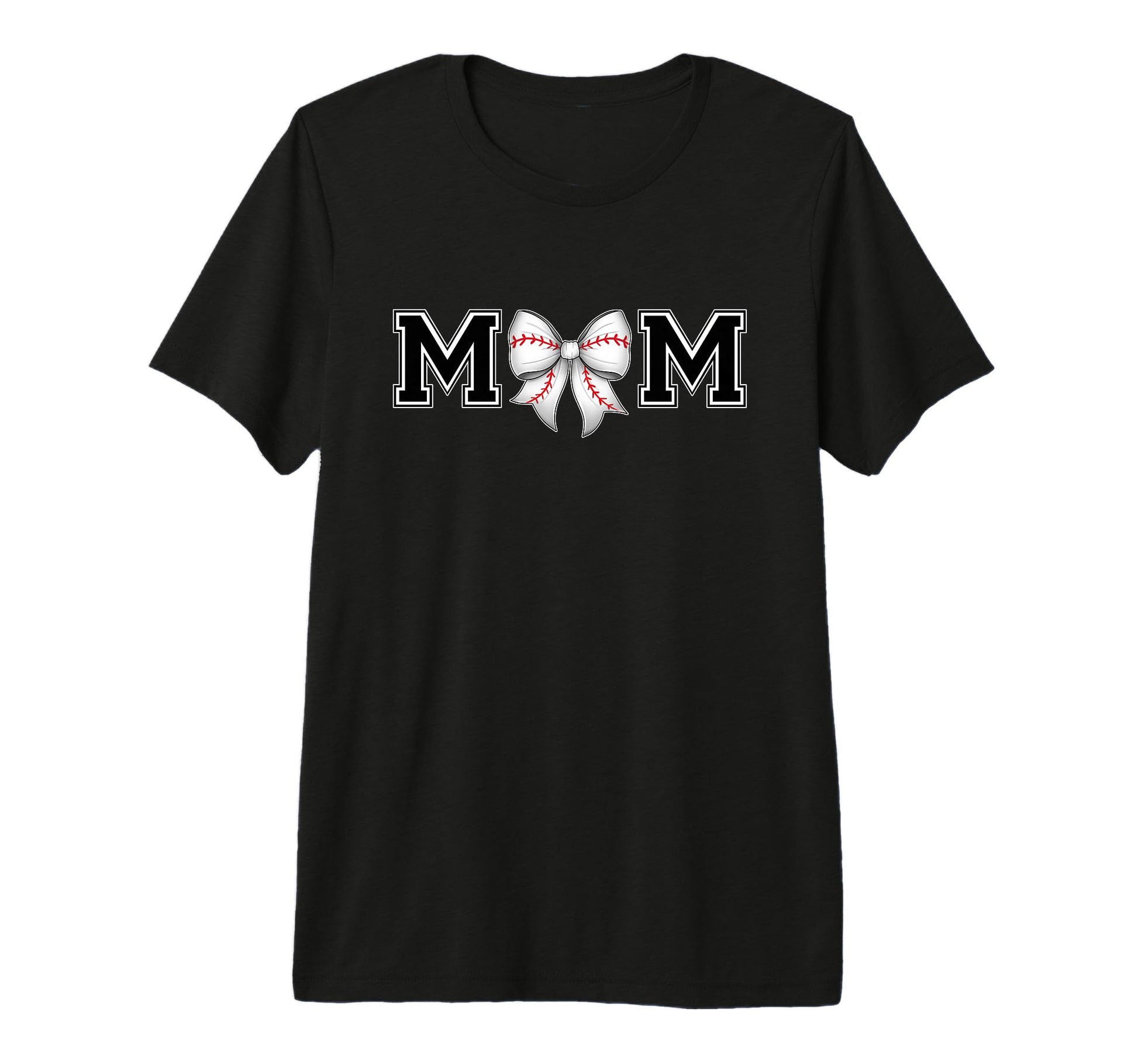 Baseball Lover Mom Bow Tri Blend T-Shirt - Fun Novelty Design for Adults - T-Shirt, Sweatshirt, Hoodie