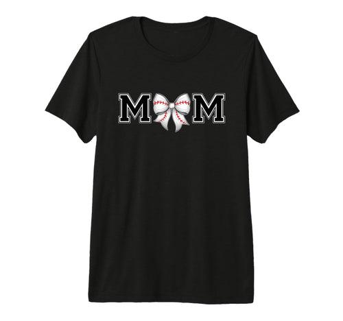 Baseball Lover Mom Bow Tri Blend T-Shirt - Fun Novelty Design for Adults - T-Shirt, Sweatshirt, Hoodie