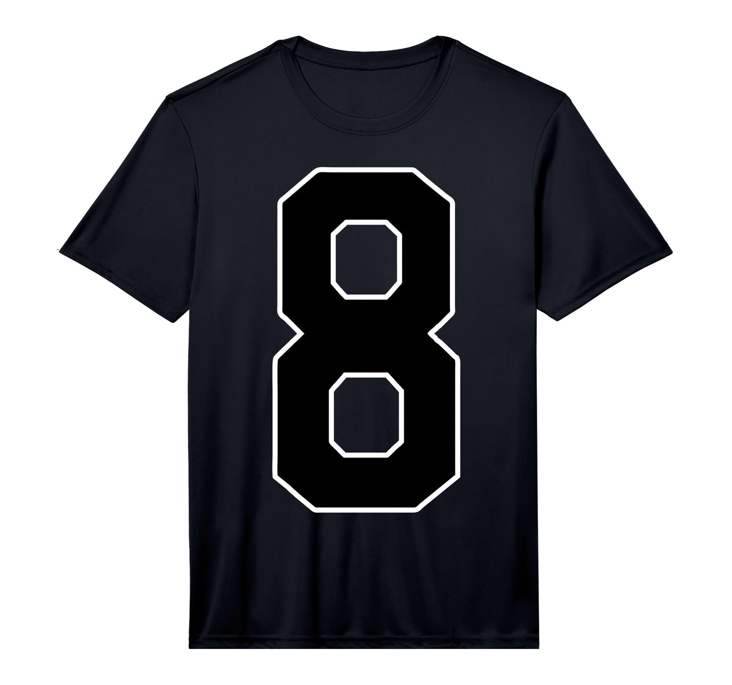 Black Sports Team Number 8 Fan Performance T-Shirt - Trendy Graphic Unisex - T-Shirt, Sweatshirt, Hoodie