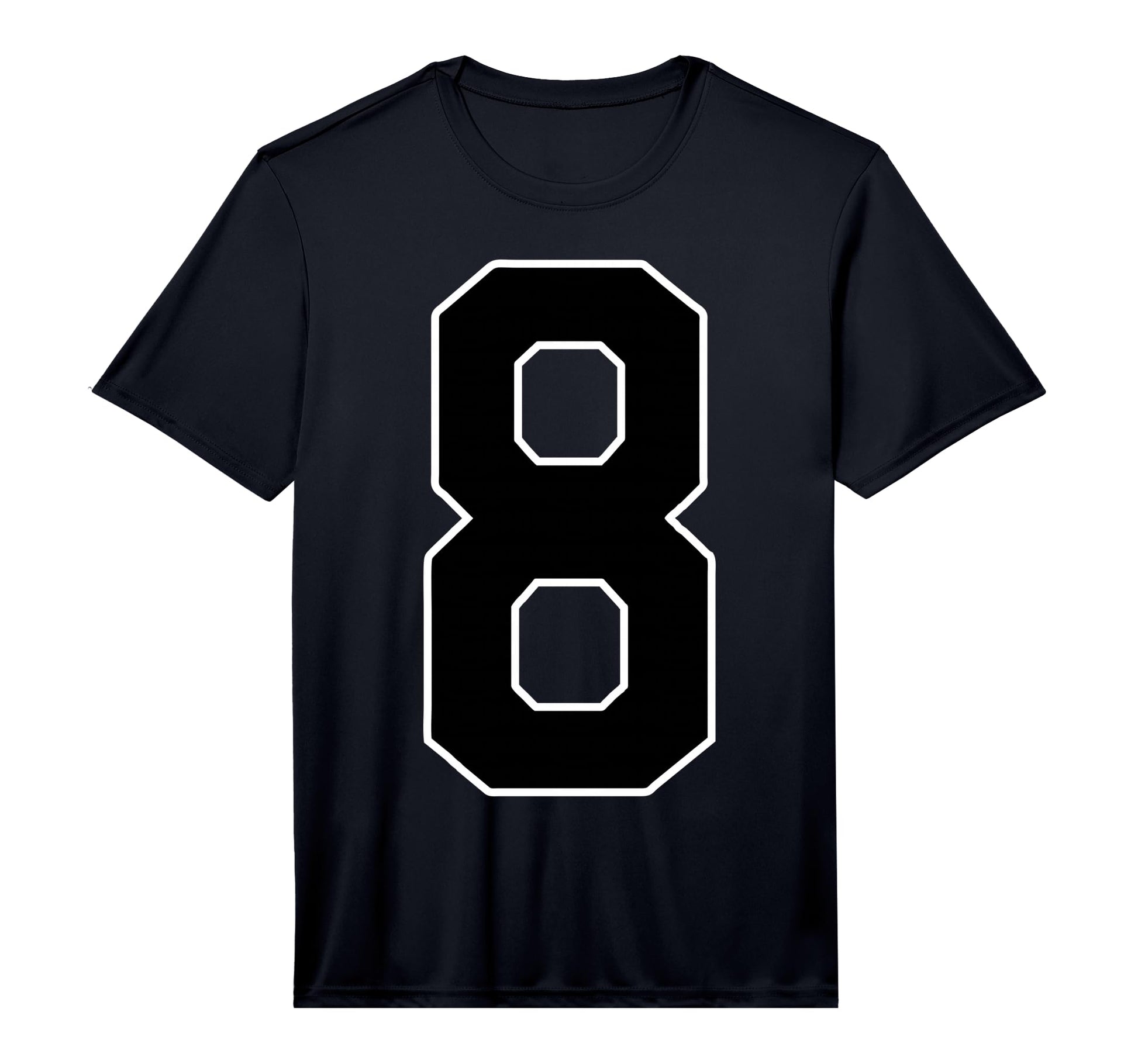 Black Sports Team Number 8 Fan Performance T-Shirt - Trendy Graphic Unisex - T-Shirt, Sweatshirt, Hoodie