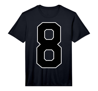 Black Sports Team Number 8 Fan Performance T-Shirt - Trendy Graphic Unisex - T-Shirt, Sweatshirt, Hoodie