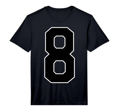 Black Sports Team Number 8 Fan Performance T-Shirt - Trendy Graphic Unisex - T-Shirt, Sweatshirt, Hoodie