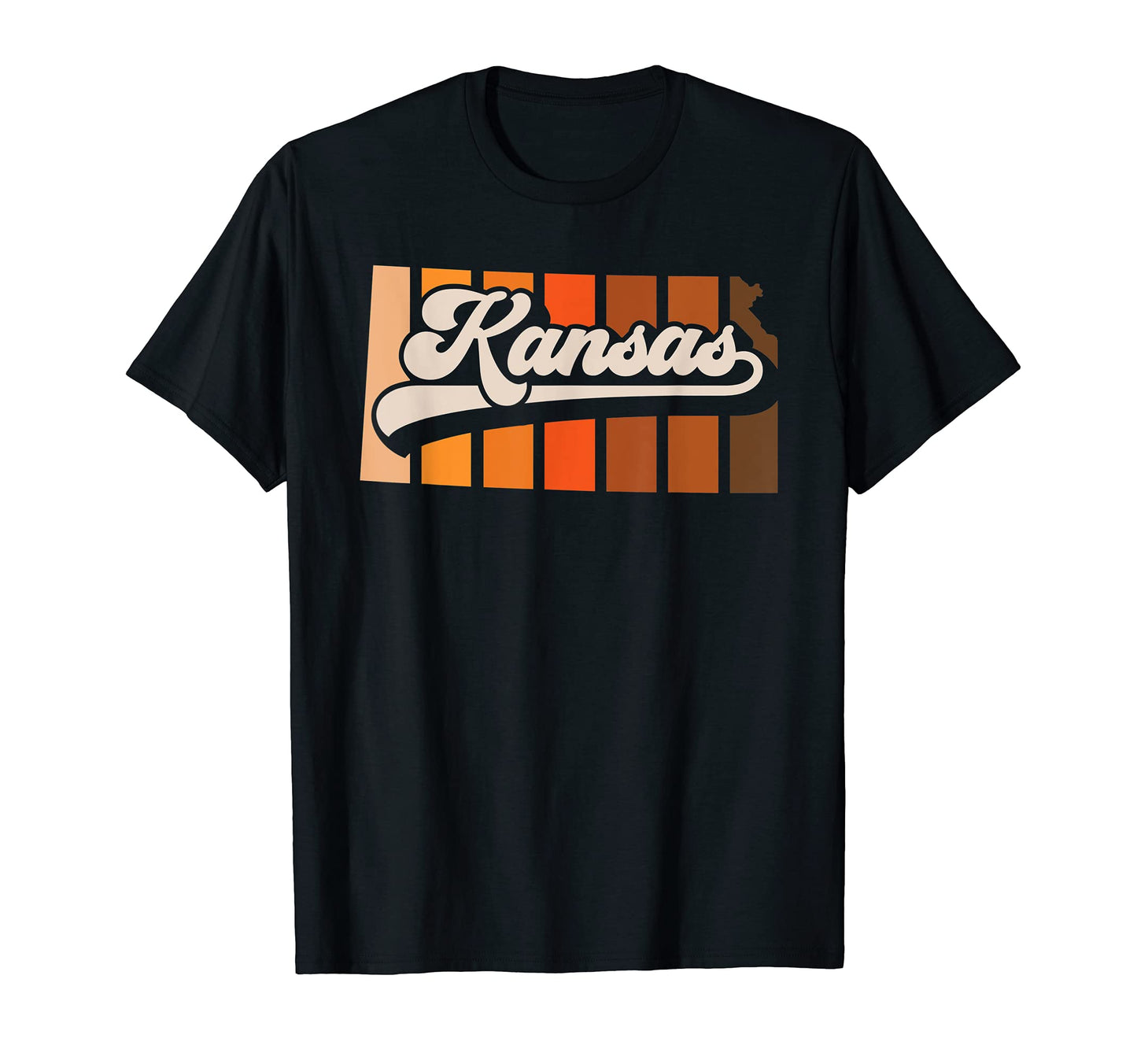 Kansas 70S Stripe State Silhouette T-Shirt - Graphic Print Men Women - T-Shirt, Sweatshirt, Hoodie