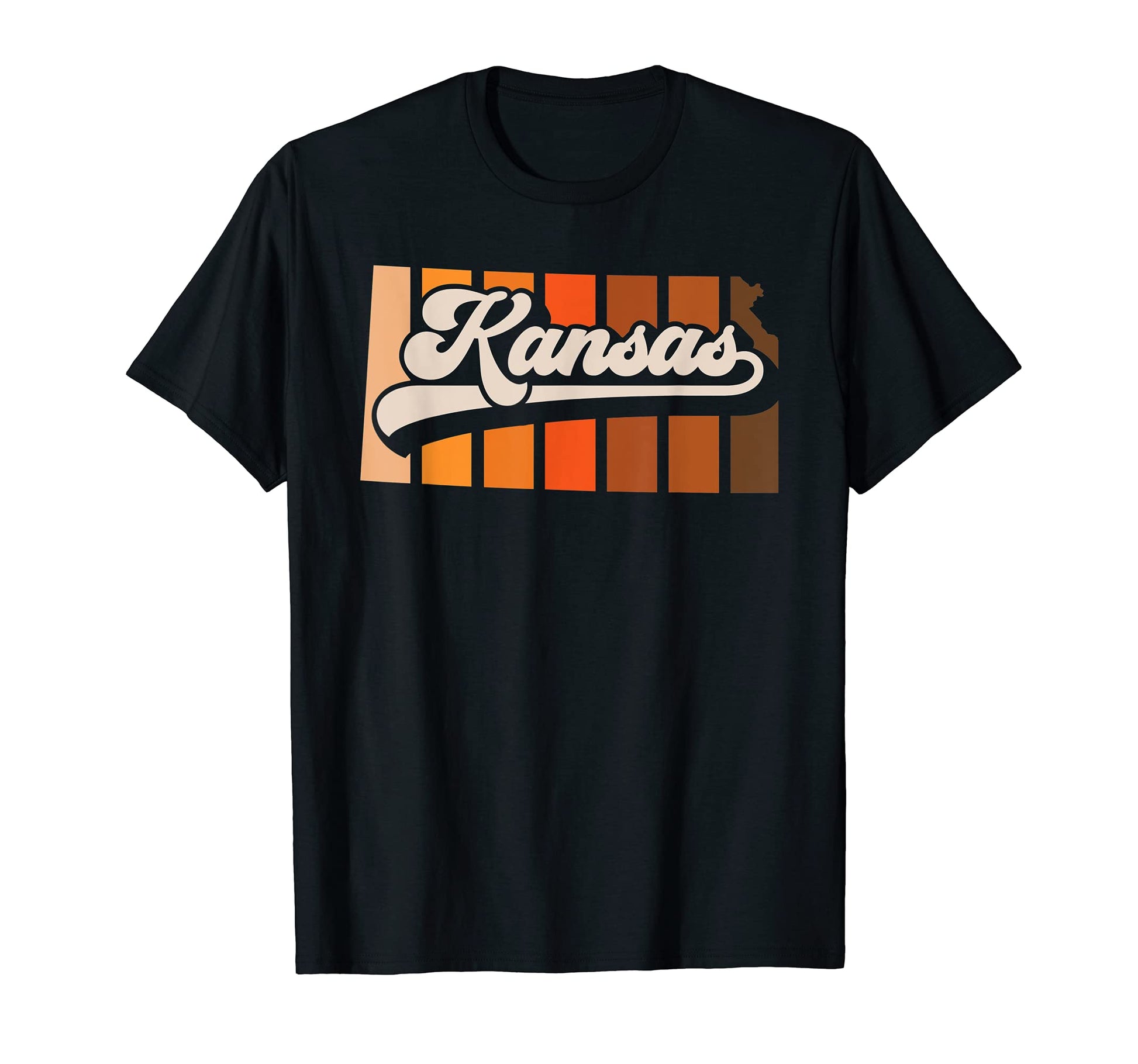 Kansas 70S Stripe State Silhouette T-Shirt - Graphic Print Men Women - T-Shirt, Sweatshirt, Hoodie
