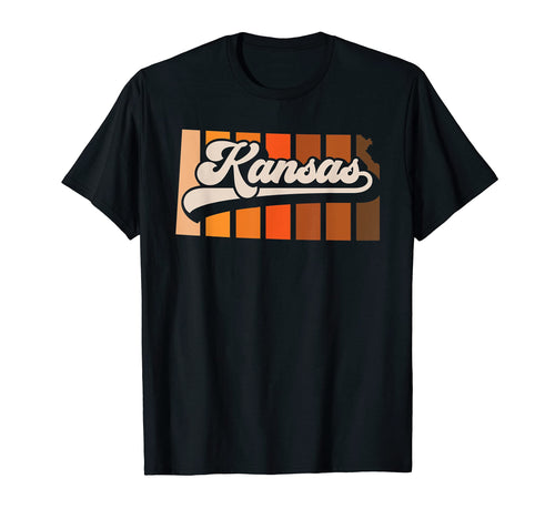 Kansas 70S Stripe State Silhouette T-Shirt - Graphic Print Men Women - T-Shirt, Sweatshirt, Hoodie