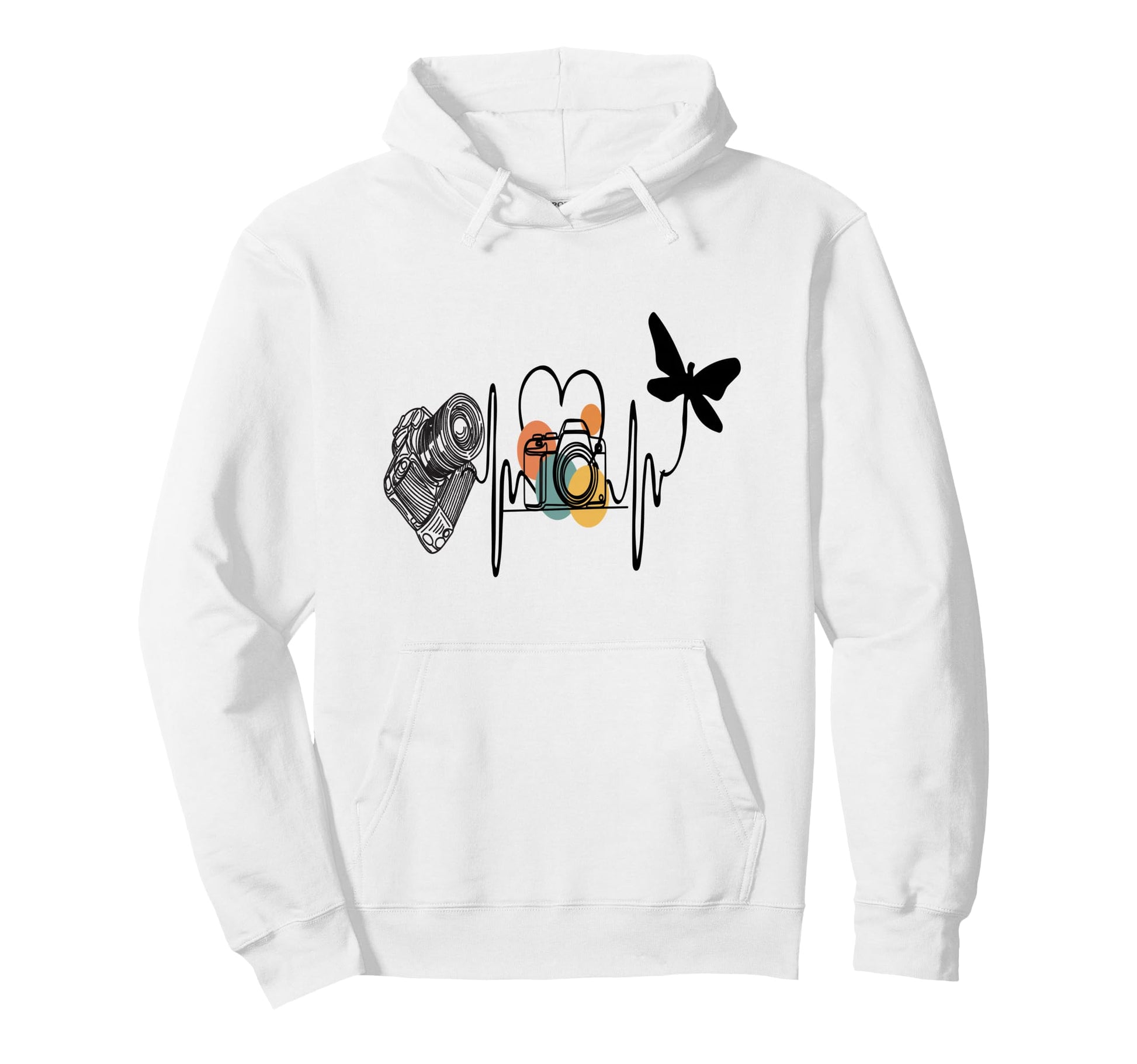 Womens Funny Camera Heartbeat Hoodie - Custom Art Print for Adults - T-Shirt, Sweatshirt, Hoodie