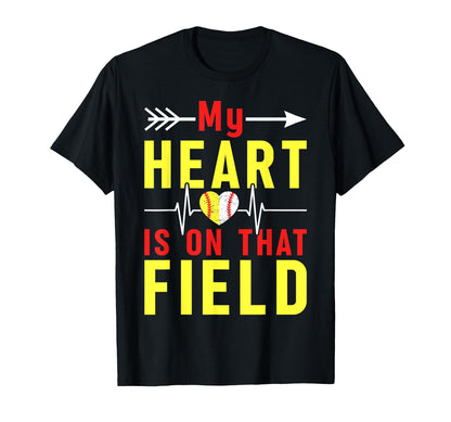 My Heart Is That Field Softball T-Shirt - Minimalist Print for Adults - T-Shirt, Sweatshirt, Hoodie
