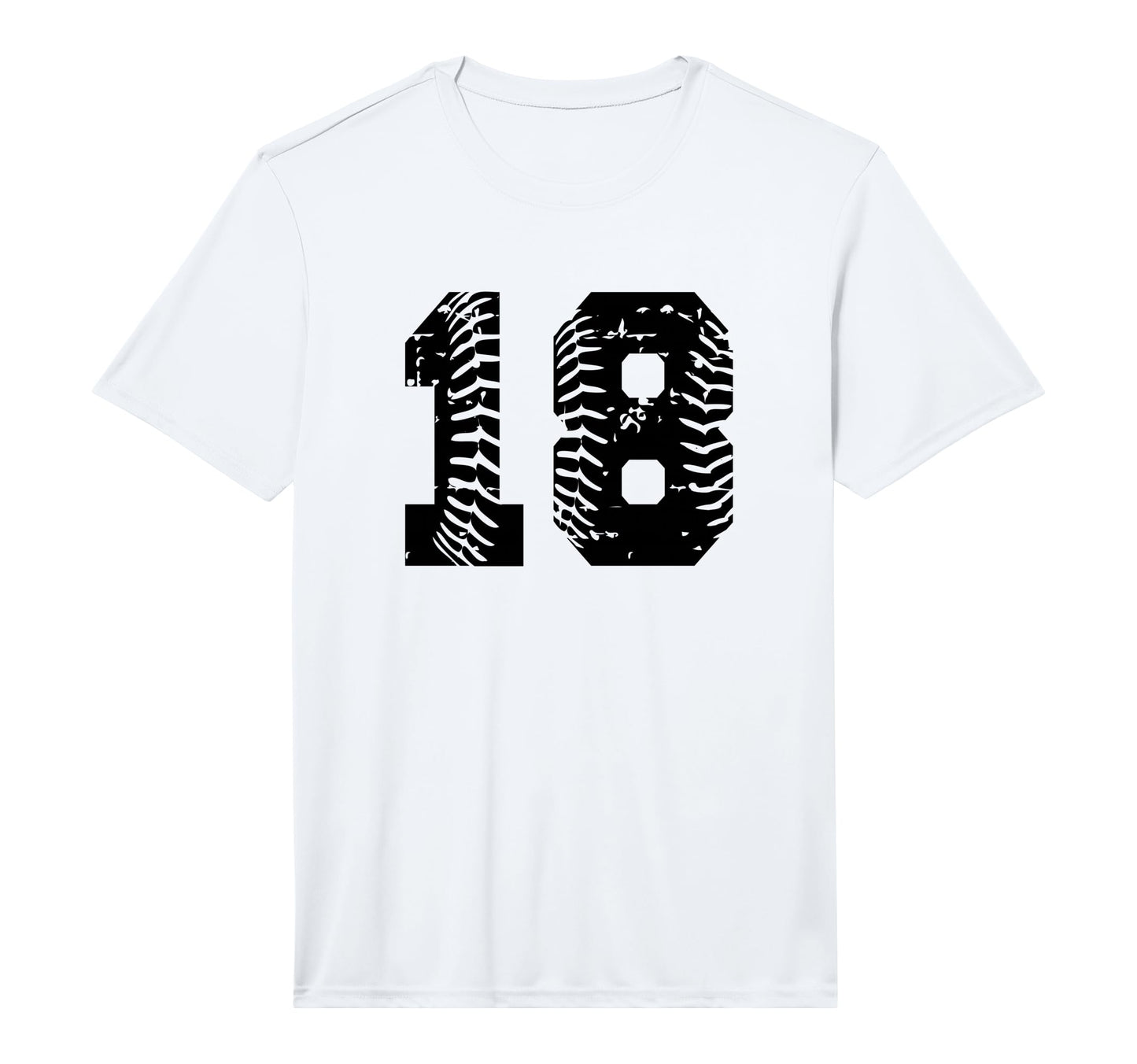 Baseball Softball Number 18 Performance T-Shirt - Minimalist Print Unisex - T-Shirt, Sweatshirt, Hoodie