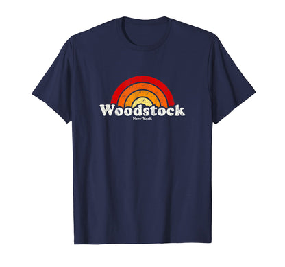 Woodstock New York Ny 70S Rainbow T-Shirt - Minimalist Print Unisex - T-Shirt, Sweatshirt, Hoodie