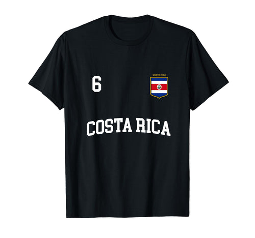 Costa Rica Team Sports Number 6 Soccer T-Shirt - Novelty Apparel Men Women - T-Shirt, Sweatshirt, Hoodie