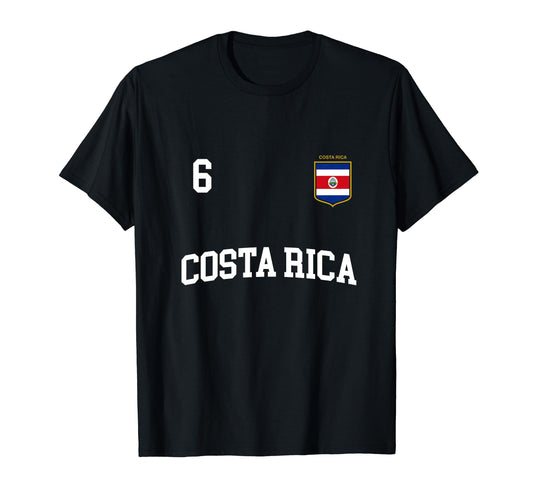 Costa Rica Team Sports Number 6 Soccer T-Shirt - Novelty Apparel Men Women - T-Shirt, Sweatshirt, Hoodie