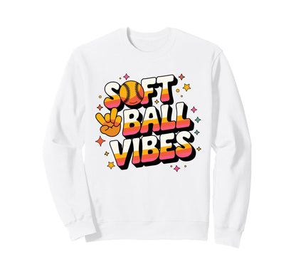 Softball Vibes Groovy Game Day Sweatshirt - Aesthetic Graphic Unisex - T-Shirt, Sweatshirt, Hoodie