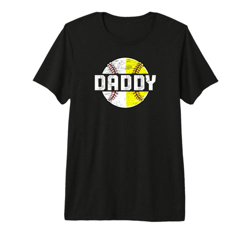 Mens Daddy Softball Baseball Dad T-Shirt - Graphic Print for Adults - T-Shirt, Sweatshirt, Hoodie