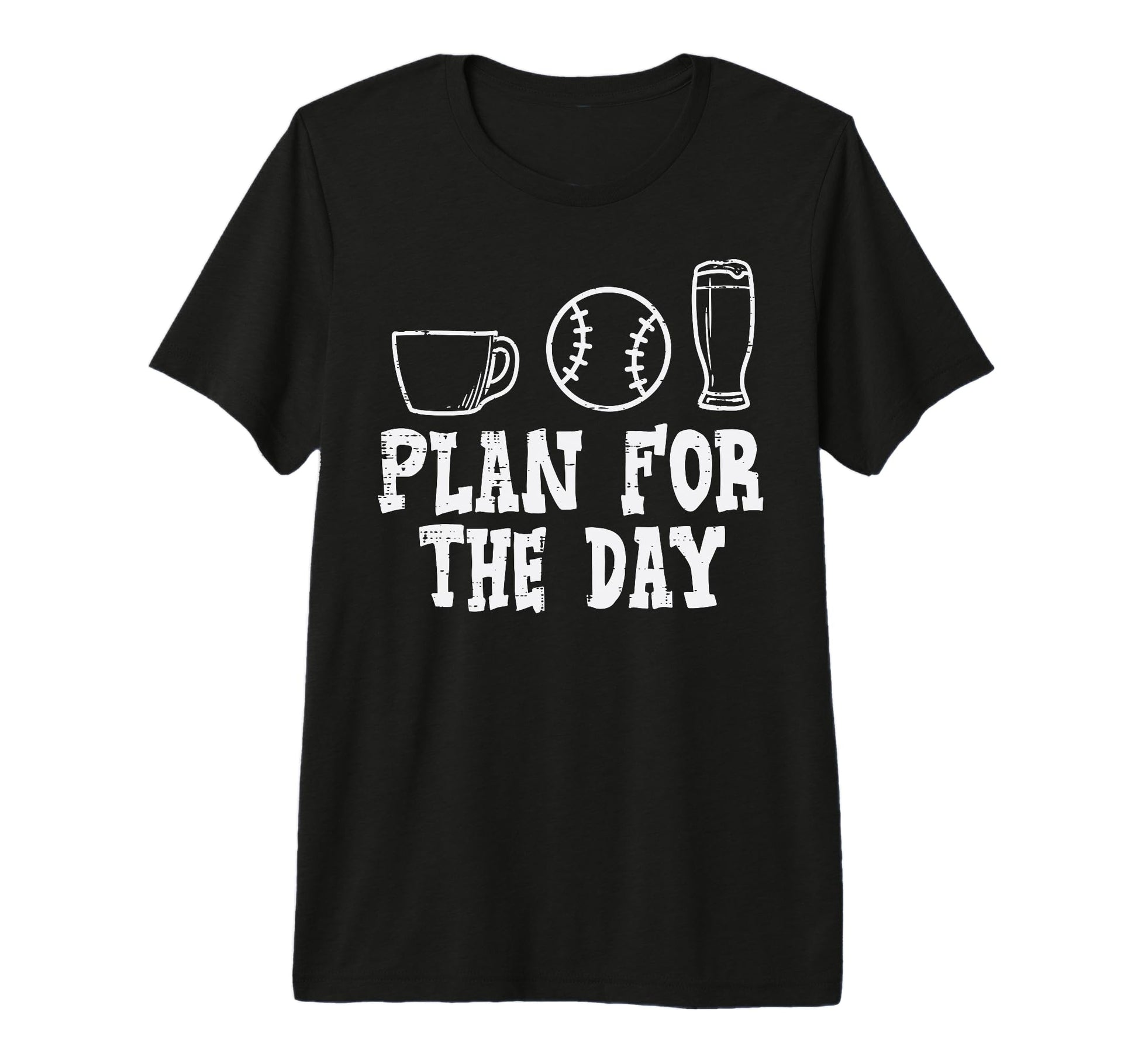 Plan Day Coffee Baseball Beer Drinking T-Shirt - Unique Graphic for Adults - T-Shirt, Sweatshirt, Hoodie