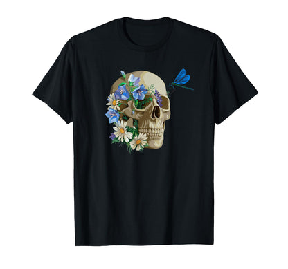 Flower Skull Aesthetic Edgy T-Shirt - Aesthetic Graphic for Adults - T-Shirt, Sweatshirt, Hoodie