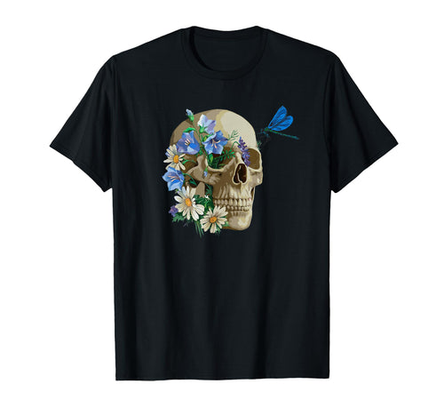 Flower Skull Aesthetic Edgy T-Shirt - Aesthetic Graphic for Adults - T-Shirt, Sweatshirt, Hoodie