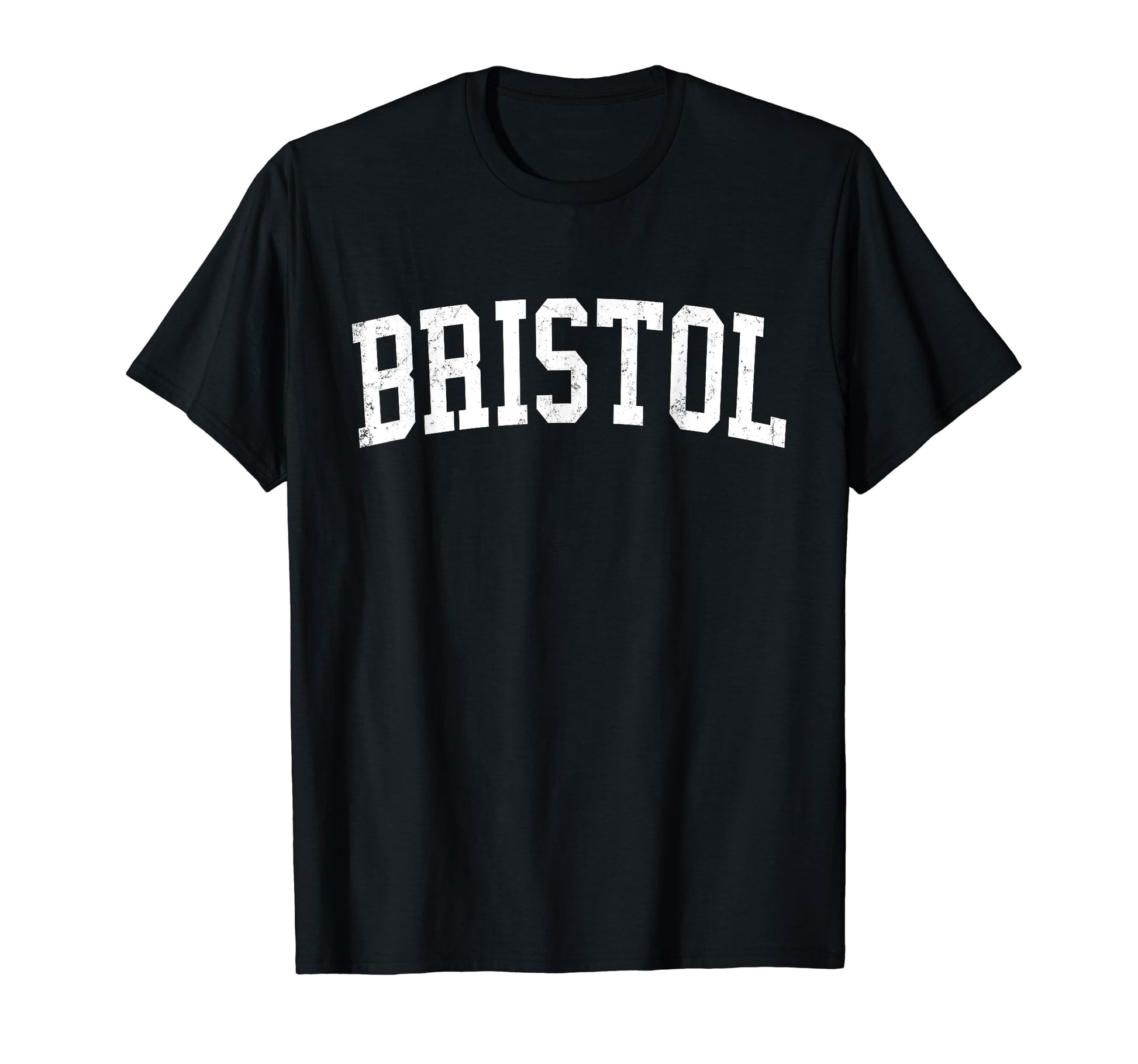 Bristol Tn Distressed White Varsity T-Shirt - Fun Novelty Design Unisex - T-Shirt, Sweatshirt, Hoodie