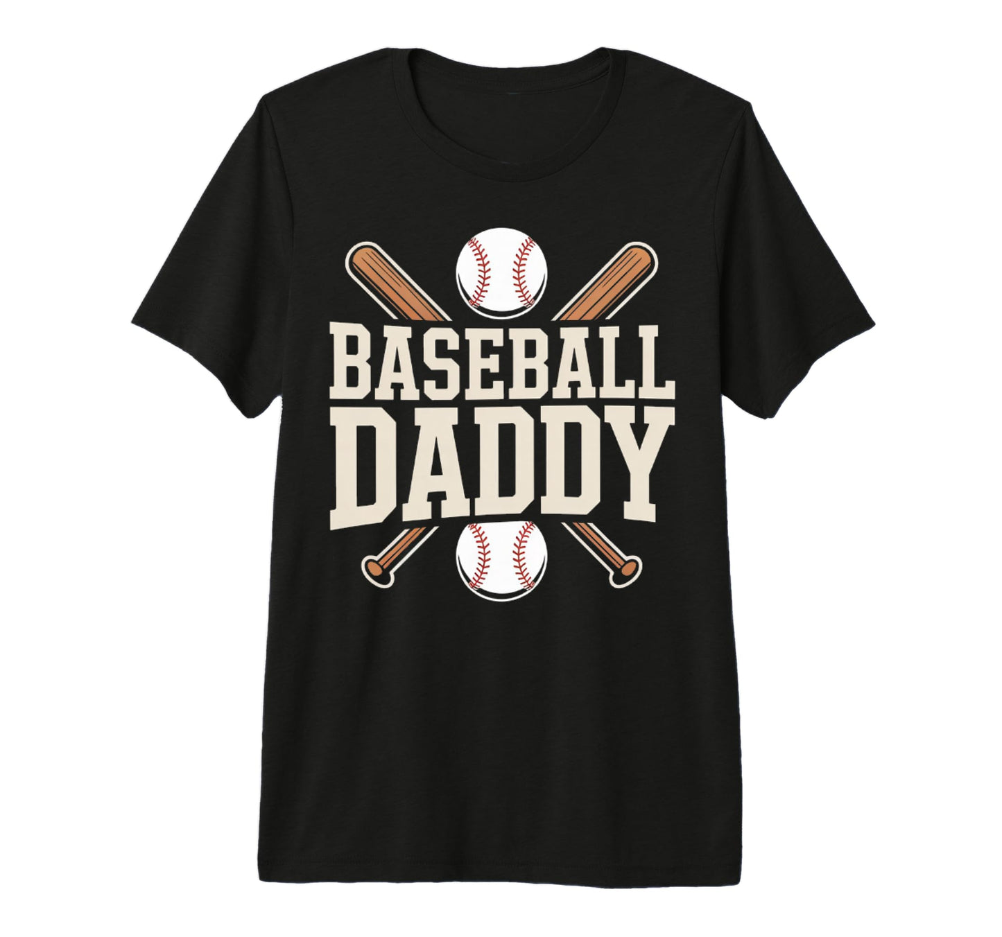 Father Dad Mens Baseball Daddy Tri T-Shirt - Custom Art Print Men Women - T-Shirt, Sweatshirt, Hoodie