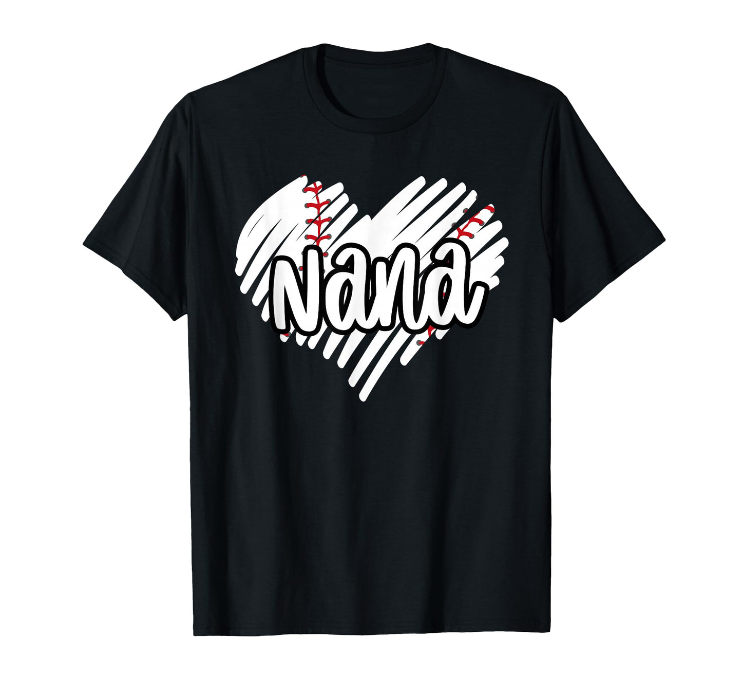 Baseball Nana Heart Sports Game Day T-Shirt - Trendy Graphic for Adults - T-Shirt, Sweatshirt, Hoodie