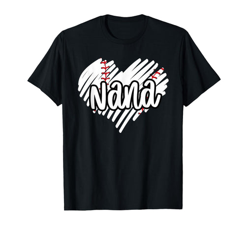 Baseball Nana Heart Sports Game Day T-Shirt - Trendy Graphic for Adults - T-Shirt, Sweatshirt, Hoodie