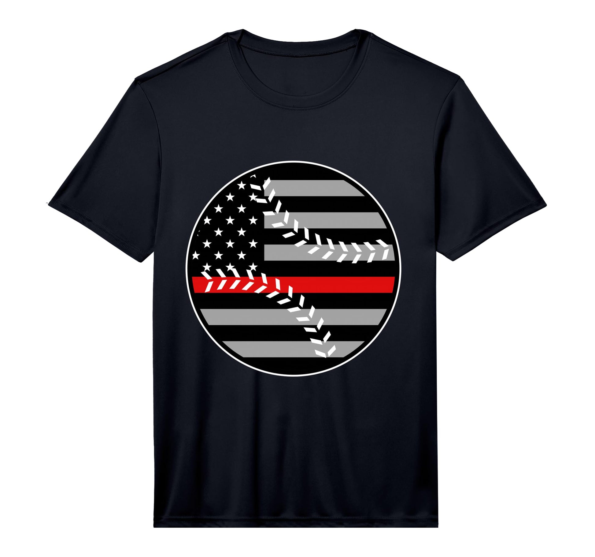 American Flag Red Line Baseball T-Shirt - Unique Graphic Men Women - T-Shirt, Sweatshirt, Hoodie