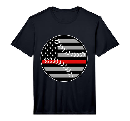 American Flag Red Line Baseball T-Shirt - Unique Graphic Men Women - T-Shirt, Sweatshirt, Hoodie