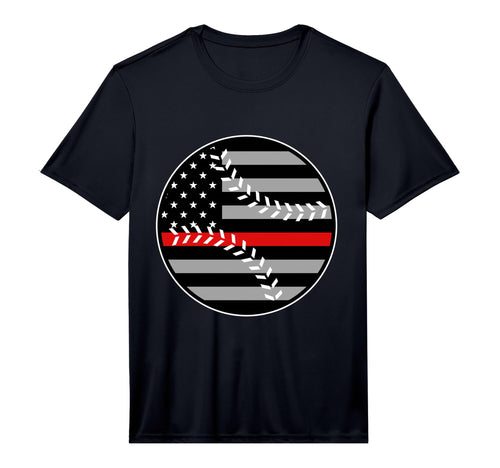 American Flag Red Line Baseball T-Shirt - Unique Graphic Men Women - T-Shirt, Sweatshirt, Hoodie