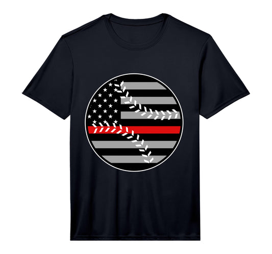 American Flag Red Line Baseball T-Shirt - Unique Graphic Men Women - T-Shirt, Sweatshirt, Hoodie