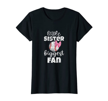 Little Sister Biggest Fan Baseball Little T-Shirt - Unique Graphic Unisex - T-Shirt, Sweatshirt, Hoodie