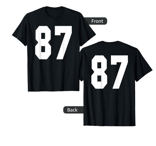 87 Team Sports Jersey Front Back T-Shirt - Fun Novelty Design for Adults - T-Shirt, Sweatshirt, Hoodie