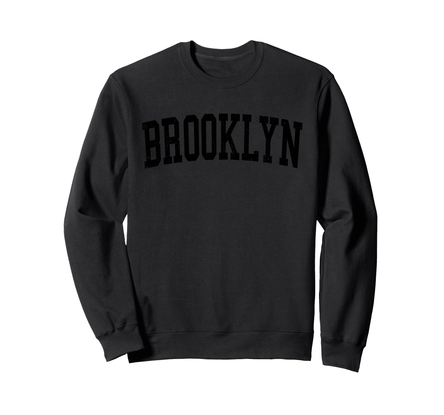 Brooklyn Ny Distressed Black Varsity Sweatshirt - Graphic Print Unisex - T-Shirt, Sweatshirt, Hoodie