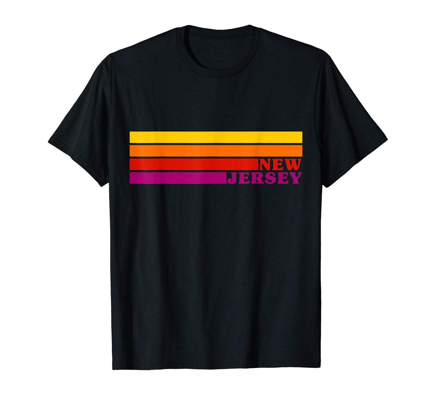 State New Jersey Colorful 70S Stripes T-Shirt - Novelty Apparel Men Women - T-Shirt, Sweatshirt, Hoodie