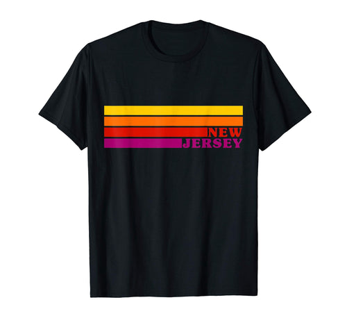 State New Jersey Colorful 70S Stripes T-Shirt - Novelty Apparel Men Women - T-Shirt, Sweatshirt, Hoodie