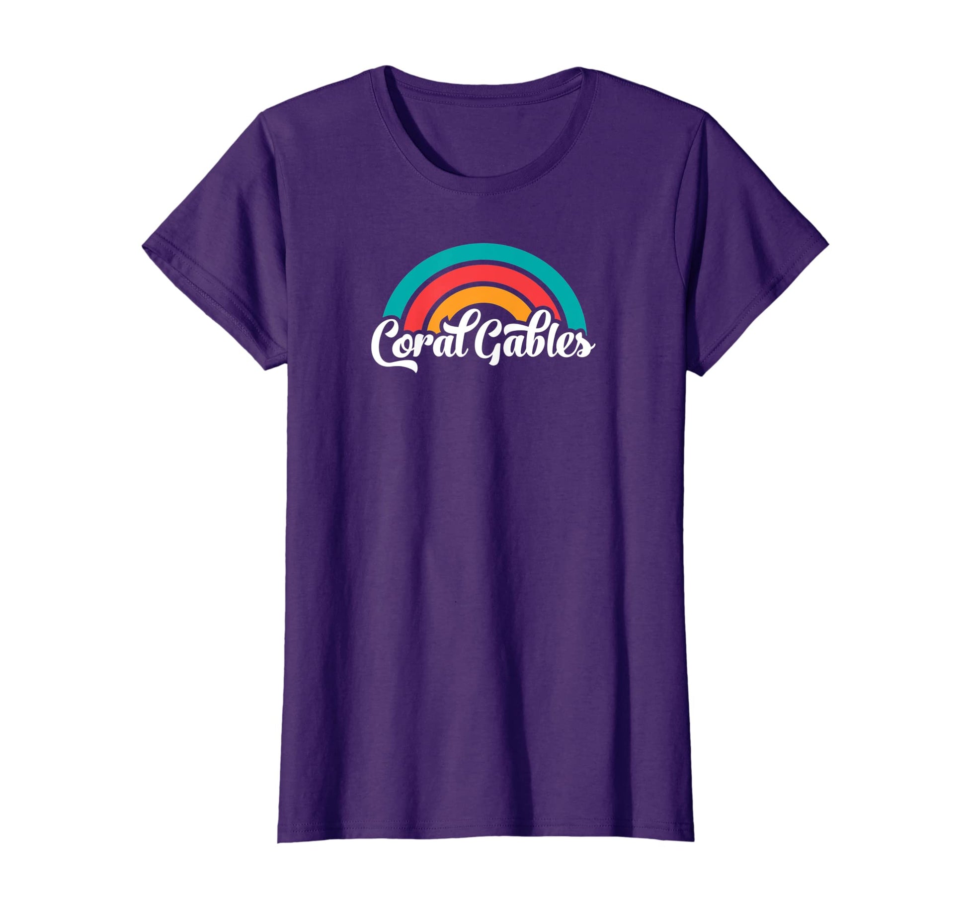 Womens Coral Gables Fl Script Rainbow T-Shirt - Streetwear Style for Adults - T-Shirt, Sweatshirt, Hoodie