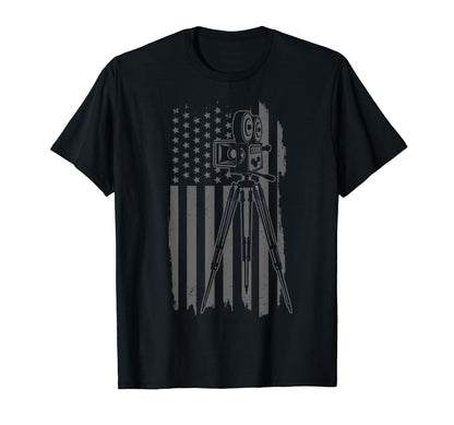 Film Camera Us Flag Movie Director T-Shirt - Fun Novelty Design Men Women - T-Shirt, Sweatshirt, Hoodie