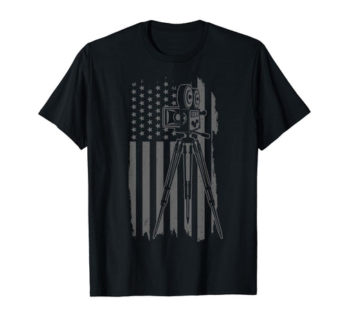 Film Camera Us Flag Movie Director T-Shirt - Fun Novelty Design Men Women - T-Shirt, Sweatshirt, Hoodie