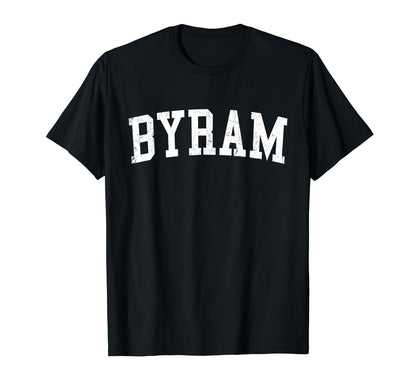 Byram Ms Distressed White Varsity T-Shirt - Trendy Graphic Men Women - T-Shirt, Sweatshirt, Hoodie