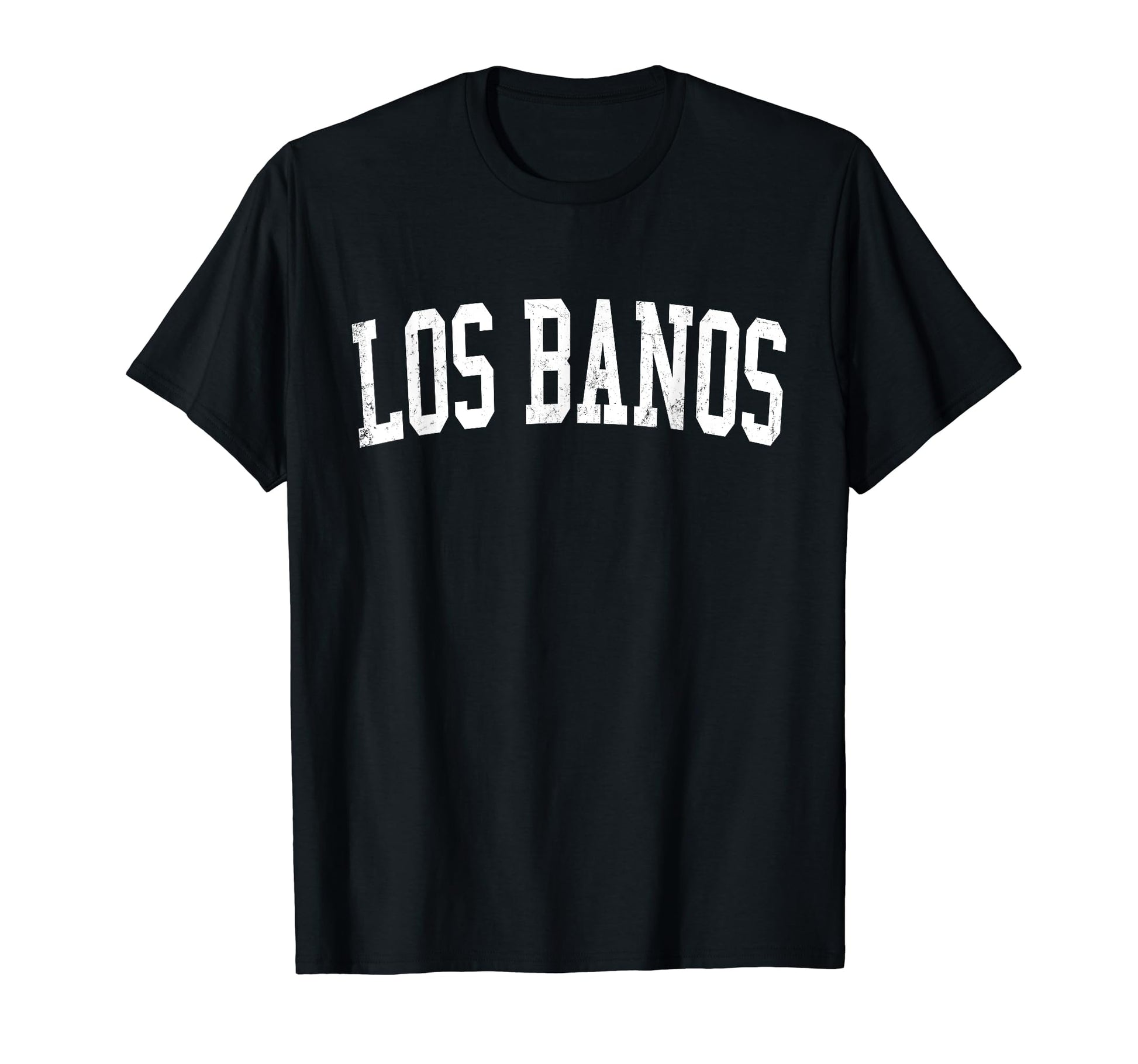 Los Banos Ca Distressed White Varsity T-Shirt - Custom Art Print for Adults - T-Shirt, Sweatshirt, Hoodie