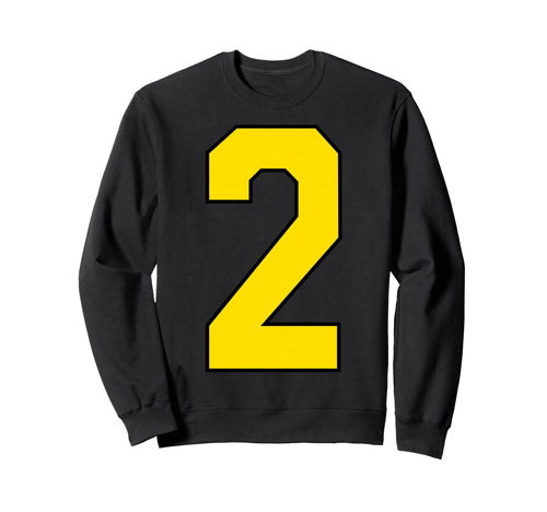 Yellow Sports Team Number 2 Fan Sweatshirt - Minimalist Print Unisex - T-Shirt, Sweatshirt, Hoodie