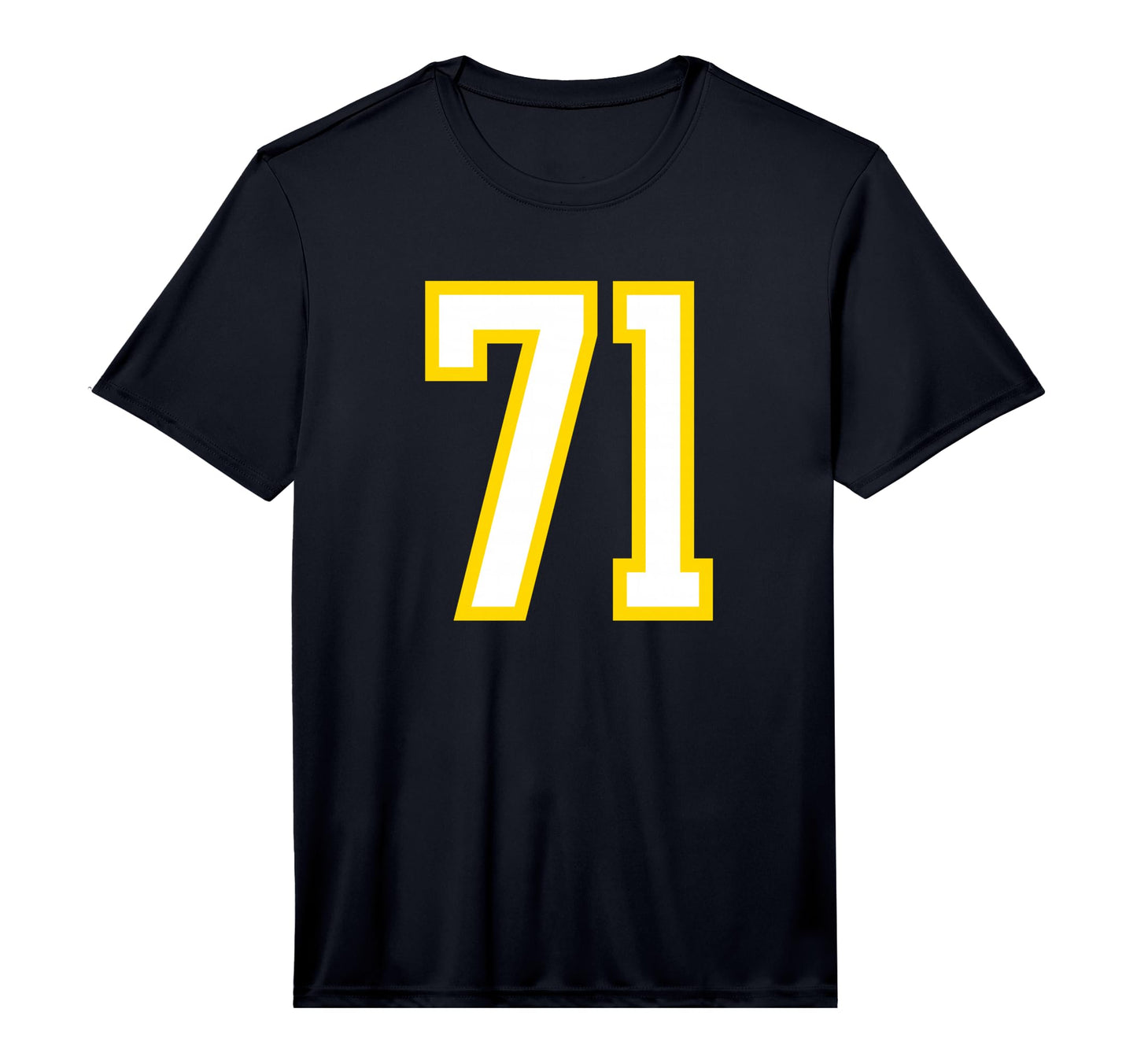 Yellow White Sports Team Number 71 T-Shirt - Custom Art Print for Adults - T-Shirt, Sweatshirt, Hoodie