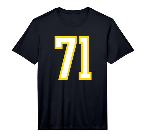 Yellow White Sports Team Number 71 T-Shirt - Custom Art Print for Adults - T-Shirt, Sweatshirt, Hoodie